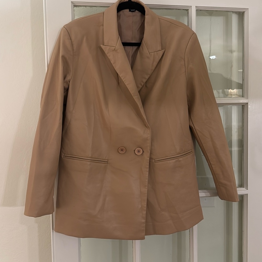 Faux leather blazer